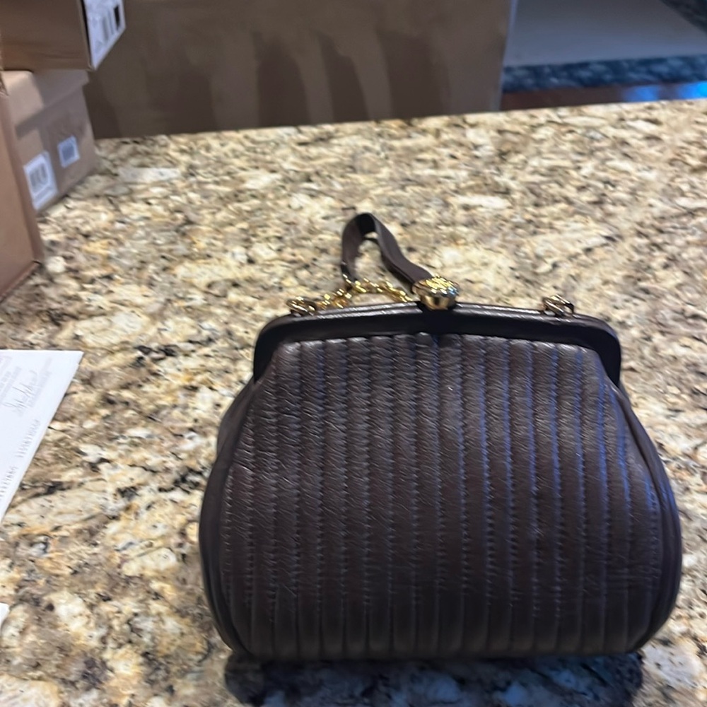 Chocolate brown leather shoulder bag